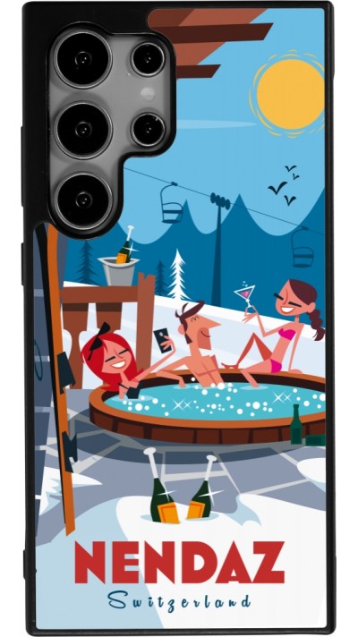 Coque Samsung Galaxy S25 Ultra - Silicone rigide noir Nendaz Mountain Jacuzzi