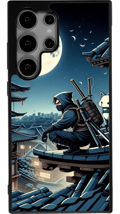 Coque Samsung Galaxy S25 Ultra - Silicone rigide noir Ninja sous la lune
