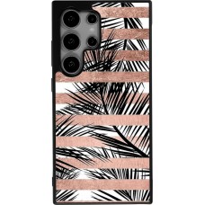 Coque Samsung Galaxy S25 Ultra - Silicone rigide noir Palm trees gold stripes