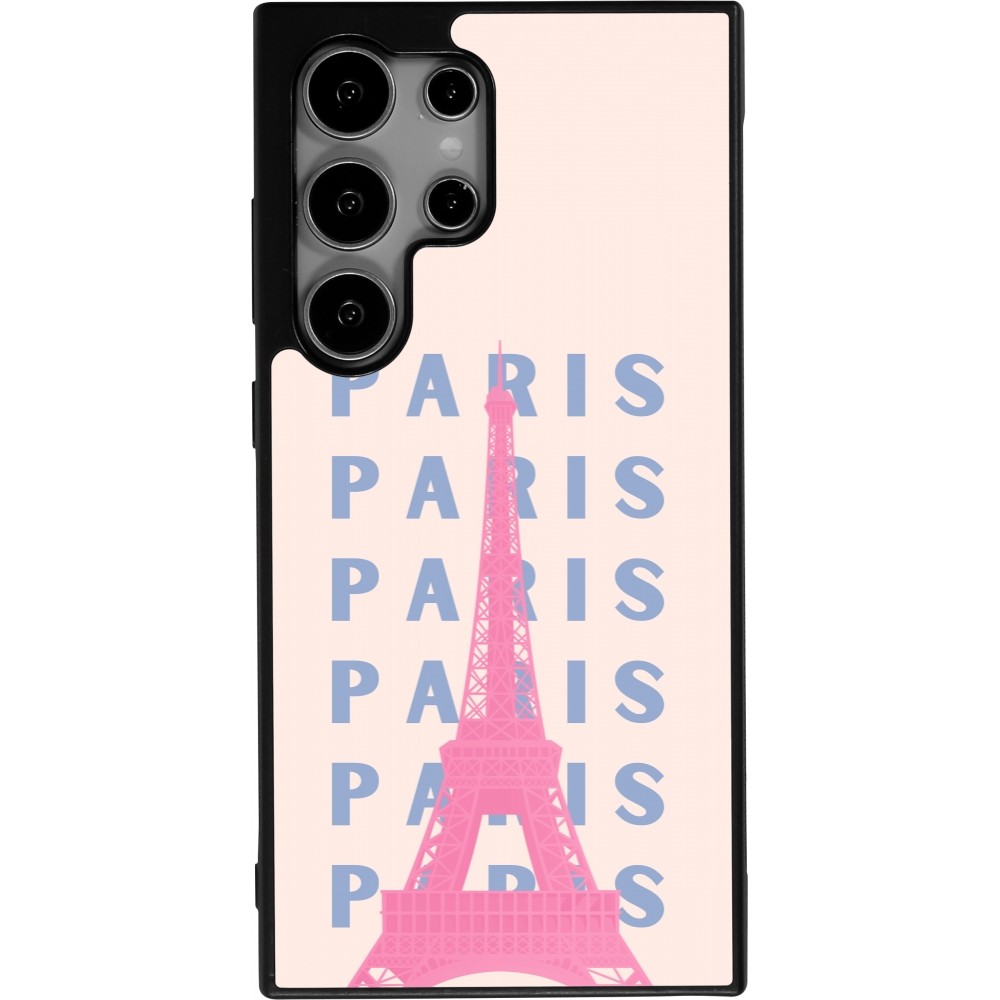 Coque Samsung Galaxy S25 Ultra - Silicone rigide noir Paris Pink Print