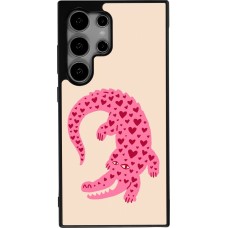 Coque Samsung Galaxy S25 Ultra - Silicone rigide noir Pink crocodile 2026