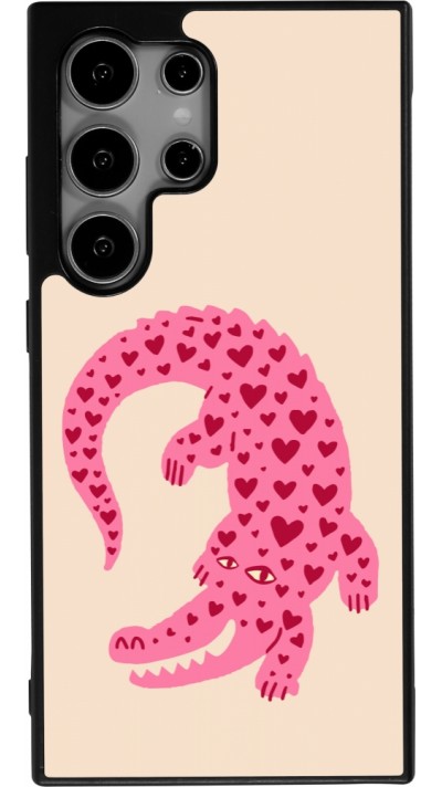 Coque Samsung Galaxy S25 Ultra - Silicone rigide noir Pink crocodile 2026