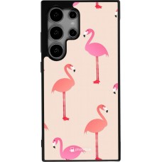 Coque Samsung Galaxy S25 Ultra - Silicone rigide noir Pink Flamingos Pattern