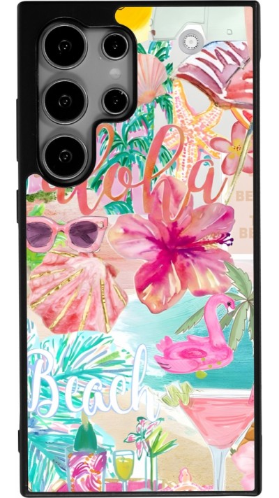 Coque Samsung Galaxy S25 Ultra - Silicone rigide noir Preppy Collage Aloha
