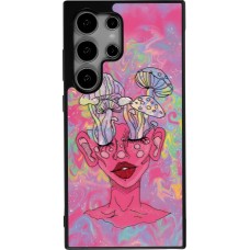 Coque Samsung Galaxy S25 Ultra - Silicone rigide noir Psychedelic pink mushroom