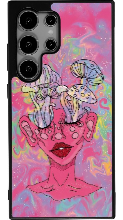 Coque Samsung Galaxy S25 Ultra - Silicone rigide noir Psychedelic pink mushroom
