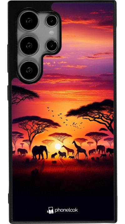 Coque Samsung Galaxy S25 Ultra - Silicone rigide noir Safari sunset wildlife