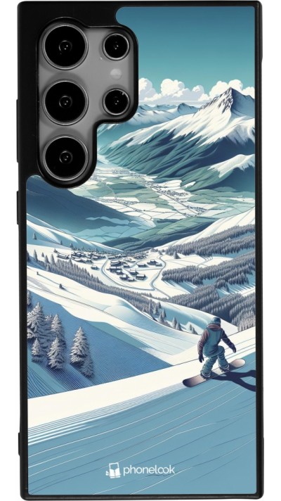 Coque Samsung Galaxy S25 Ultra - Silicone rigide noir Snowboarder Montagne