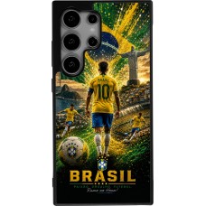 Coque Samsung Galaxy S25 Ultra - Silicone rigide noir Football Brésil splash 2026