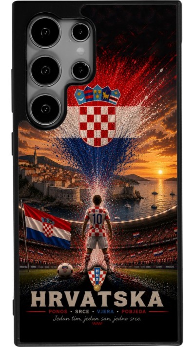 Samsung Galaxy S25 Ultra Case Hülle - Silikon schwarz Fussball Kroatien splash 2026