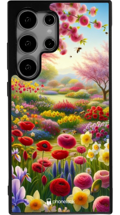 Coque Samsung Galaxy S25 Ultra - Silicone rigide noir Spring 25 Bouquet printemps