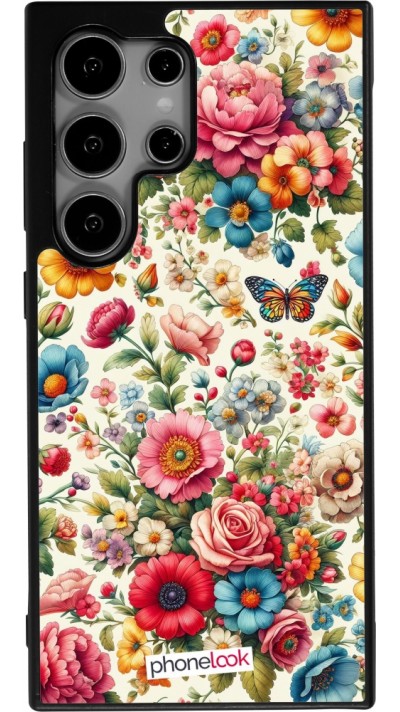 Coque Samsung Galaxy S25 Ultra - Silicone rigide noir Spring 25 printemps fleuri