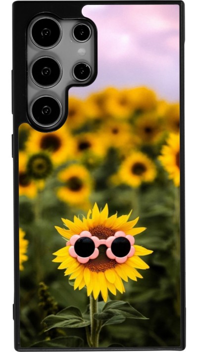 Samsung Galaxy S25 Ultra Case Hülle - Silikon schwarz Sunflower with glasses Spring 2026