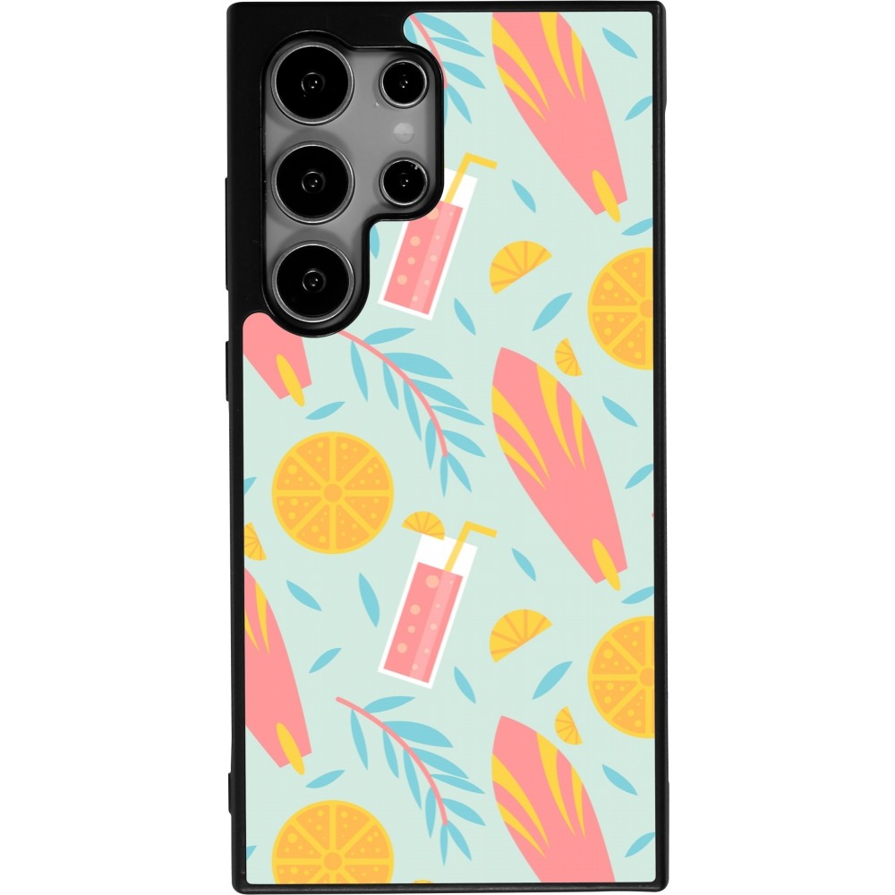 Coque Samsung Galaxy S25 Ultra - Silicone rigide noir Summer 2025 Pattern citron
