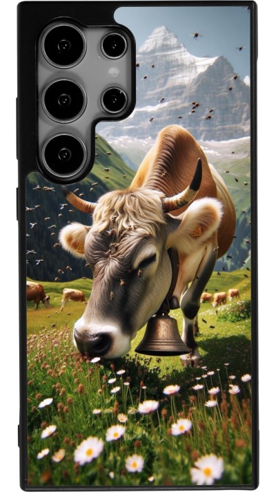 Coque Samsung Galaxy S25 Ultra - Silicone rigide noir Vache montagne Valais