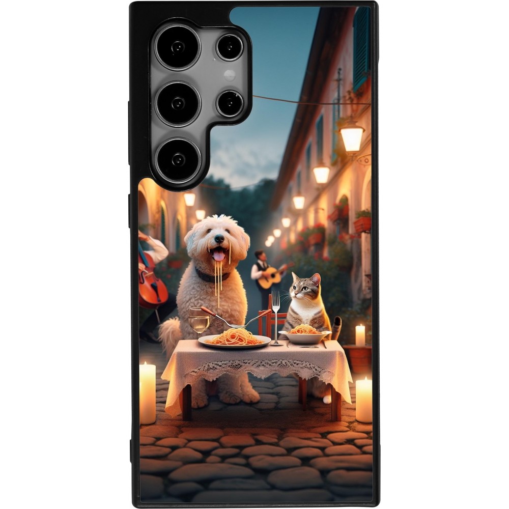 Coque Samsung Galaxy S25 Ultra - Silicone rigide noir Valentine 2024 Dog & Cat Candlelight
