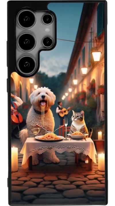 Coque Samsung Galaxy S25 Ultra - Silicone rigide noir Valentine 2024 Dog & Cat Candlelight