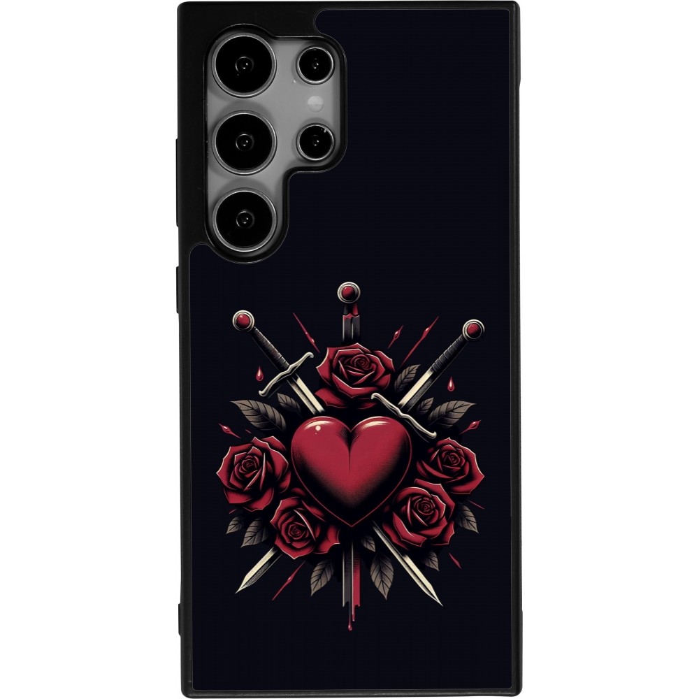 Coque Samsung Galaxy S25 Ultra - Silicone rigide noir Valentine 2024 gothic love