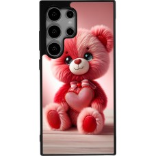 Coque Samsung Galaxy S25 Ultra - Silicone rigide noir Valentine 2024 Ourson rose
