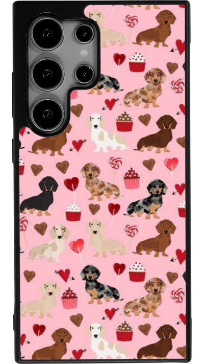 Coque Samsung Galaxy S25 Ultra - Silicone rigide noir Valentine 2024 puppy love