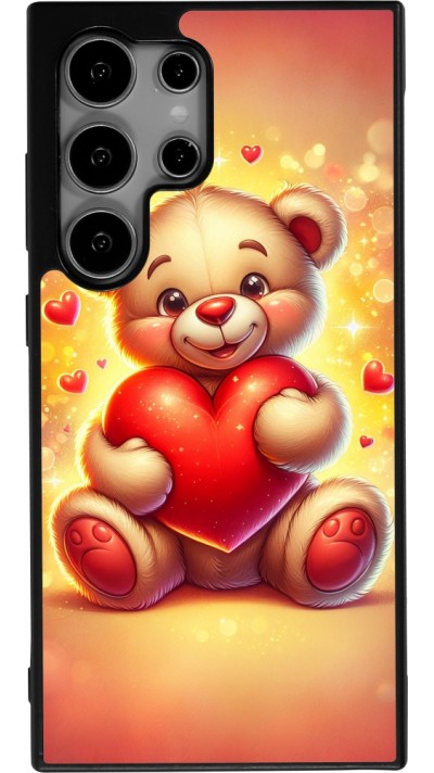 Coque Samsung Galaxy S25 Ultra - Silicone rigide noir Valentine 2024 Teddy love