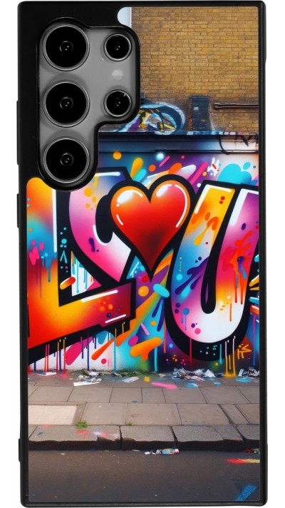 Coque Samsung Galaxy S25 Ultra - Silicone rigide noir Valentine 2025 Love U Tag