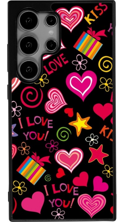 Coque Samsung Galaxy S25 Ultra - Silicone rigide noir Valentine 2023 love symbols