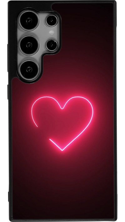 Coque Samsung Galaxy S25 Ultra - Silicone rigide noir Valentine 2023 single neon heart