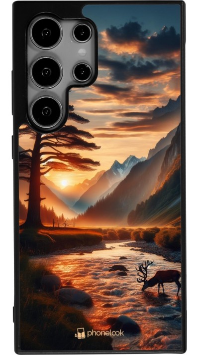 Coque Samsung Galaxy S25 Ultra - Silicone rigide noir Valley Sunset Deer Tree