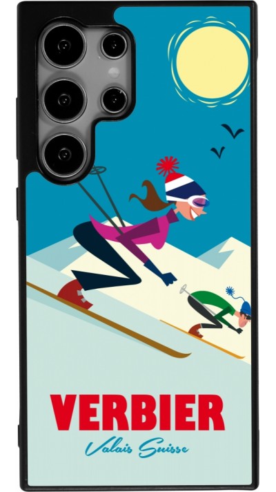 Coque Samsung Galaxy S25 Ultra - Silicone rigide noir Verbier Ski Downhill