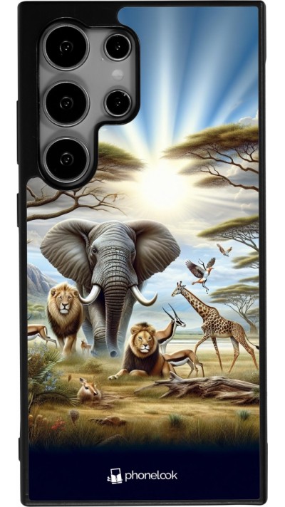 Coque Samsung Galaxy S25 Ultra - Silicone rigide noir Vie sauvage africaine