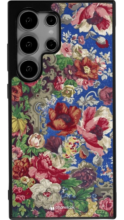 Coque Samsung Galaxy S25 Ultra - Silicone rigide noir Vintage Art Flowers