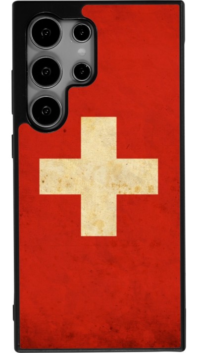 Coque Samsung Galaxy S25 Ultra - Silicone rigide noir Vintage Flag SWISS