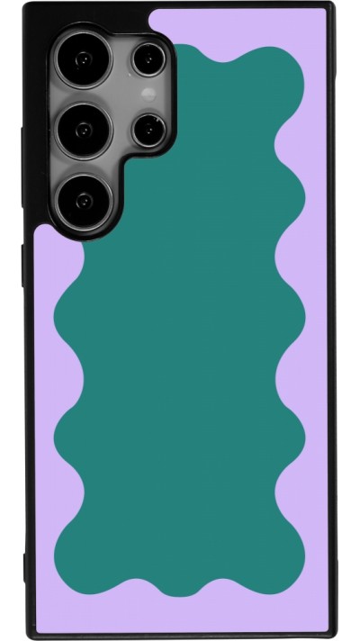 Coque Samsung Galaxy S25 Ultra - Silicone rigide noir Wavy Rectangle Green Purple