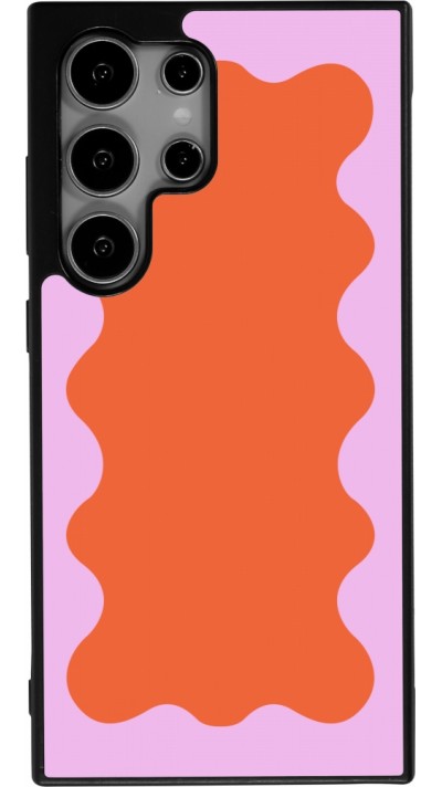 Coque Samsung Galaxy S25 Ultra - Silicone rigide noir Wavy Rectangle Orange Pink