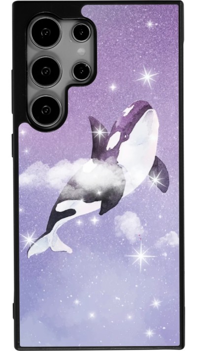 Coque Samsung Galaxy S25 Ultra - Silicone rigide noir Whale in sparking stars