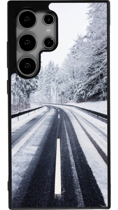 Coque Samsung Galaxy S25 Ultra - Silicone rigide noir Winter 22 Snowy Road