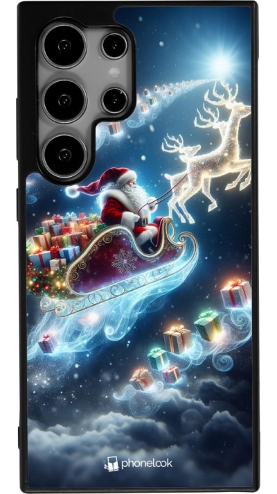 Coque Samsung Galaxy S25 Ultra - Silicone rigide noir Noël 2023 Père Noël enchanté