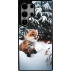 Coque Samsung Galaxy S25 Ultra - Silicone rigide noir Noël 2023 Renardeau sapin