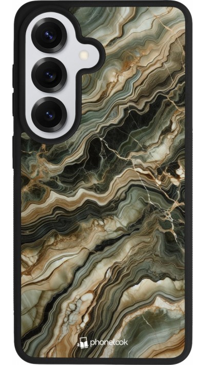 Coque Samsung Galaxy S26 - Silicone rigide noir Marbre Olive