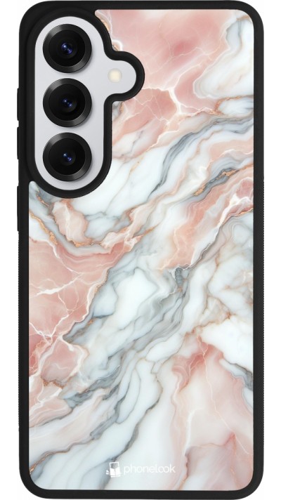 Coque Samsung Galaxy S26 - Silicone rigide noir Marbre Rose Lumineux