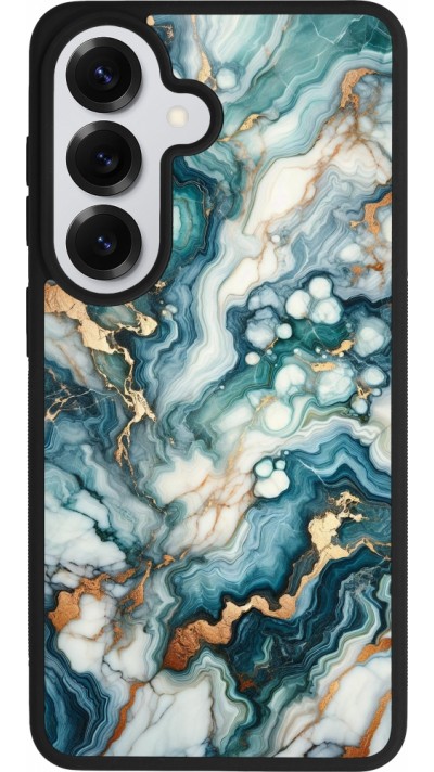 Coque Samsung Galaxy S26 - Silicone rigide noir Marbre Vert Bleu Doré