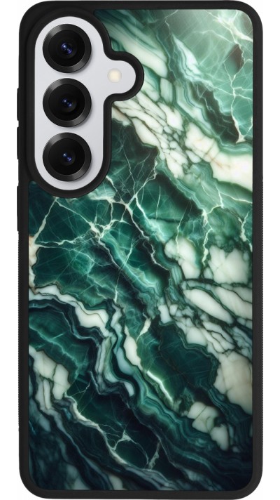 Coque Samsung Galaxy S26 - Silicone rigide noir Marbre vert majestueux