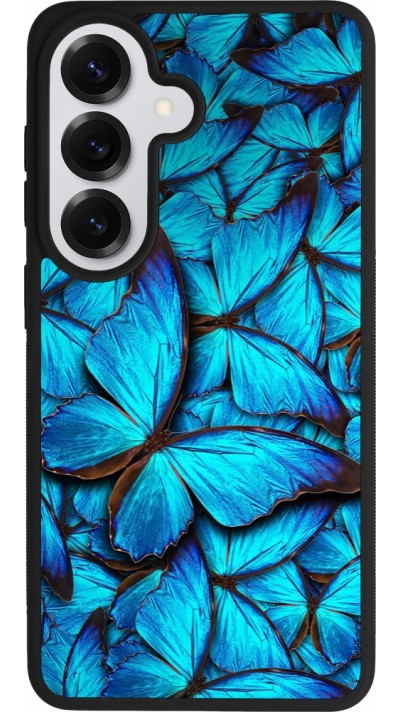 Coque Samsung Galaxy S26 - Silicone rigide noir Papillon bleu