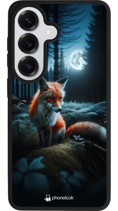 Coque Samsung Galaxy S26 - Silicone rigide noir Renard lune forêt