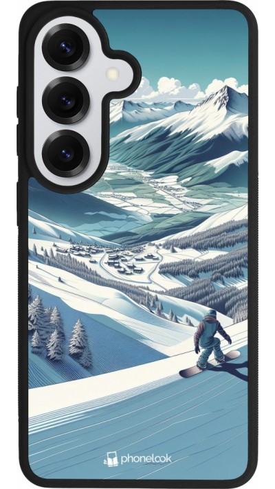 Coque Samsung Galaxy S26 - Silicone rigide noir Snowboarder Montagne