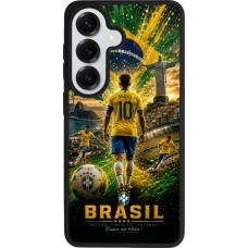 Coque Samsung Galaxy S26 - Silicone rigide noir Football Brésil splash 2026