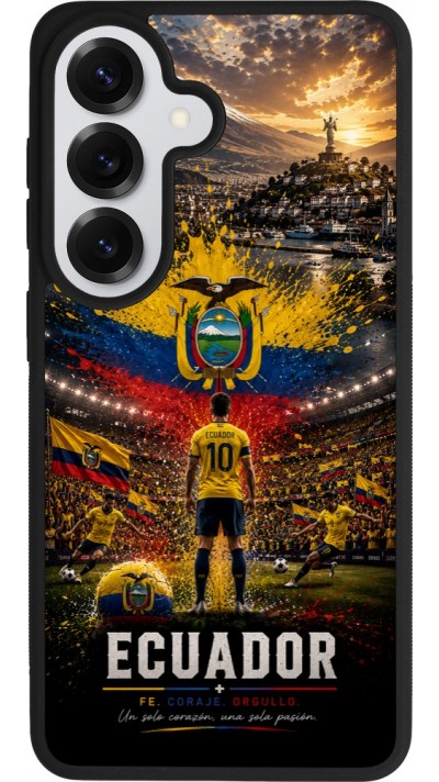 Coque Samsung Galaxy S26 - Silicone rigide noir Football Équateur splash 2026