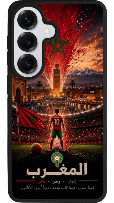 Coque Samsung Galaxy S26 - Silicone rigide noir Football Maroc splash 2026
