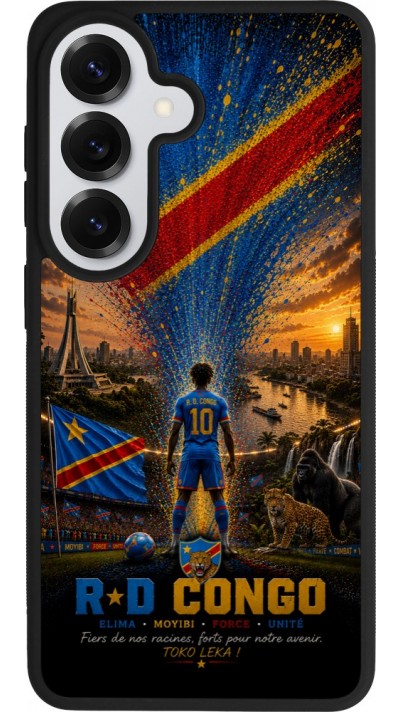 Coque Samsung Galaxy S26 - Silicone rigide noir Football République démocratique du Congo splash 2026